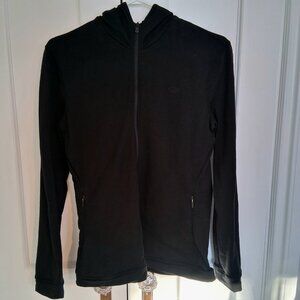 Icebreaker Women's Merino Wool Black Hooded Zip Front Jacket Medium